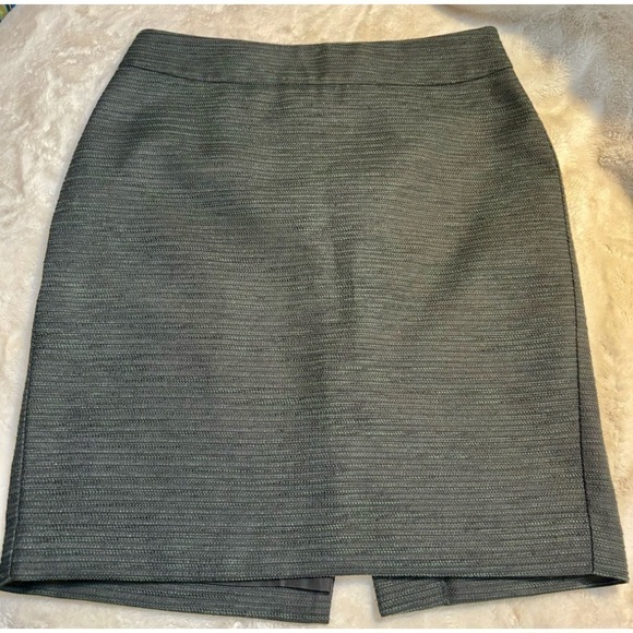 Ann Taylor Factory Skirt Sz 4P Petite Charcoal Grey Textured Shimmer Lined - Picture 2 of 10